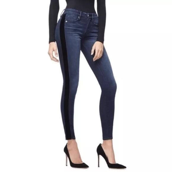 Good American Good Waist Velvet Tuxedo Stripe Skinny‎ Jeans size 2 / 26 - Picture 1 of 6